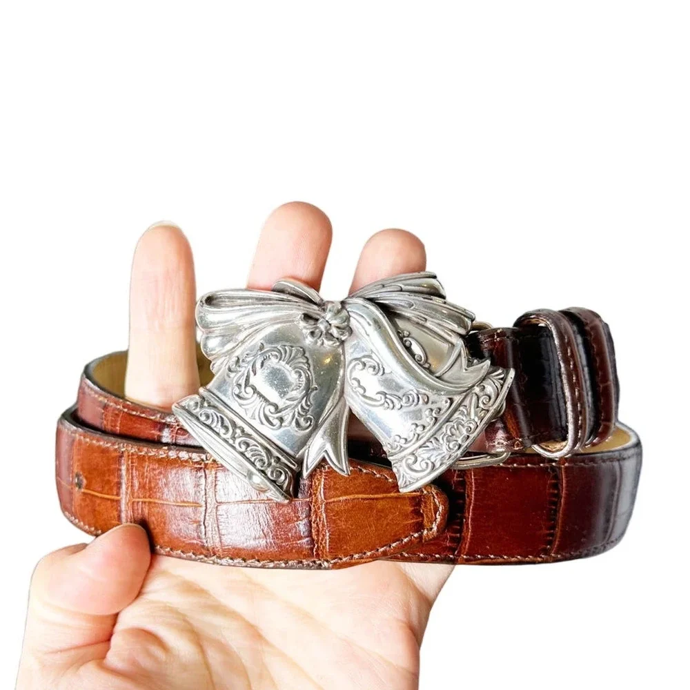 Brighton Collection Holiday Signature Series Christmas Bells Leather Belt sz L